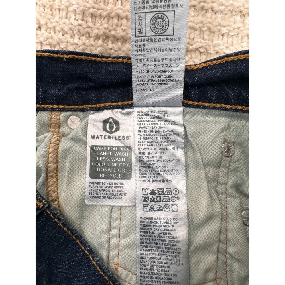 Levi 505 Mens Jeans Regular Fit Straight Leg Dark Wash Blue Denim Pants 30x31‎